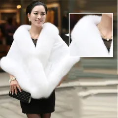 New Faux Fur Shawl Women's Coat Fox - White - View 1