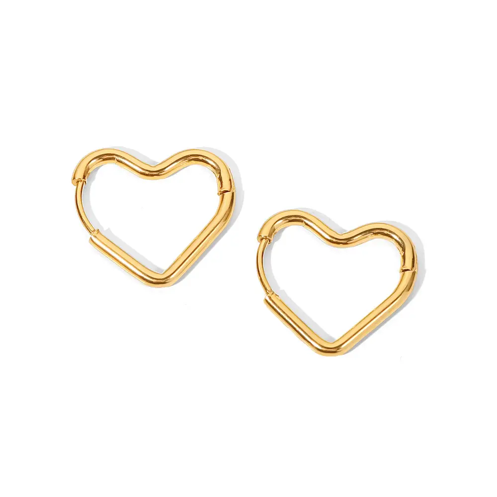 Stainless Steel Plated 18K Gold Heart Earrings