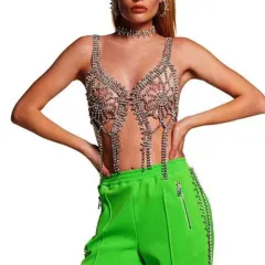 Crystal Sexy Colour Rhinestone Breast Accessories Female Body Chain - Mixed Colour Silver - View 1