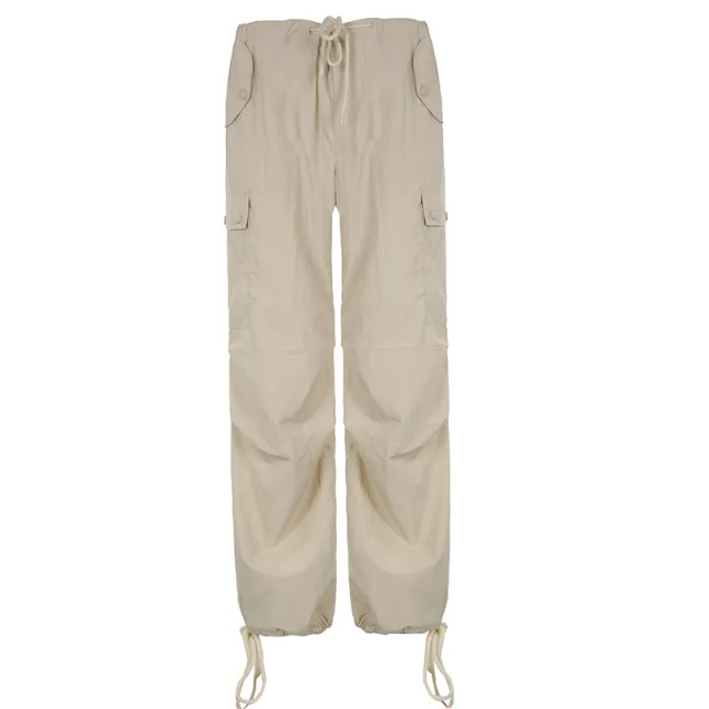 Ladies Fashion Large Pocket Panel Cargo Pants Khaki - Shop at LoveMi