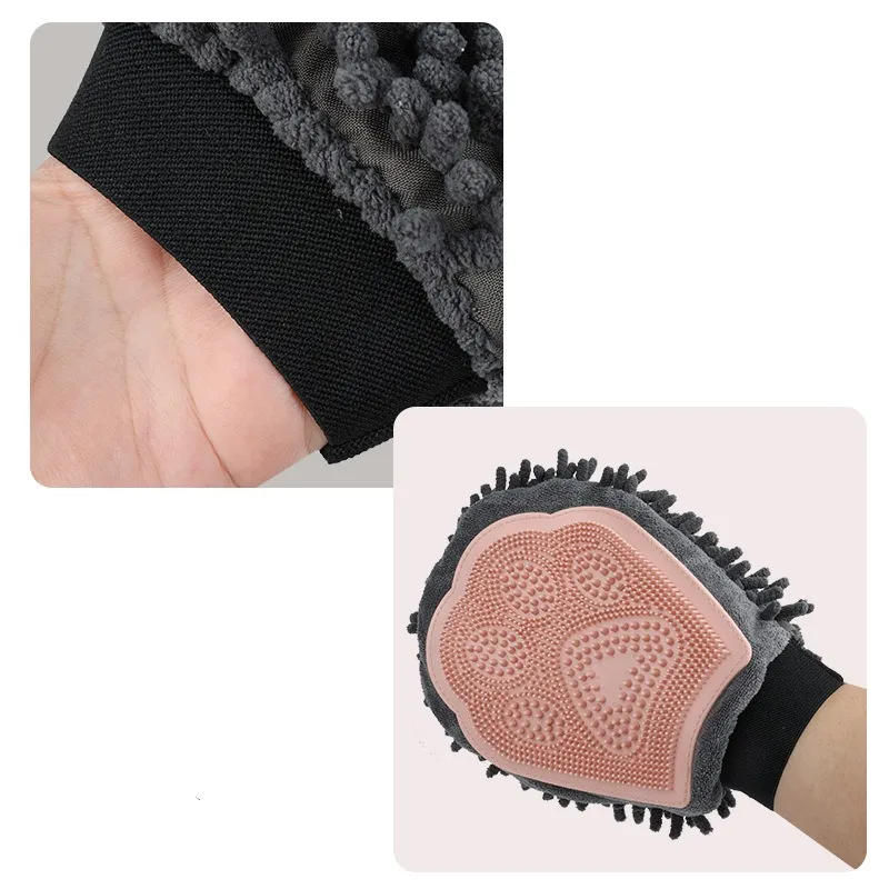 Pet Bathing Brush 2-in-1 Grooming Glove Elegant Dog Grooming Tool For Brushing, Massaging, And Drying Pet Grooming Kit For Dog Cat 2-Sided Bathing Brush Cleaning Massage Glove – image 7