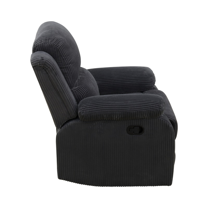 Pickup Only--Dark Grey Corduroy 3-Piece Living Room Recliner Sofa