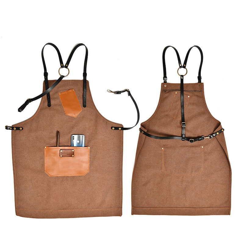 Title 6, Cross Strap Canvas Apron Washed Fabric Thick Le...