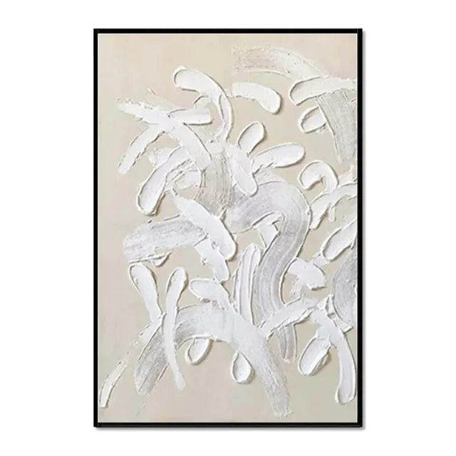 Handmade Oil Painting White Design Thick Acrylic Wall Art Decoration Abstract Knife Artwork For Home Wedding Room Decor Rolled Frameless Unstretche... Without Inner Frame - Shop at LoveMi