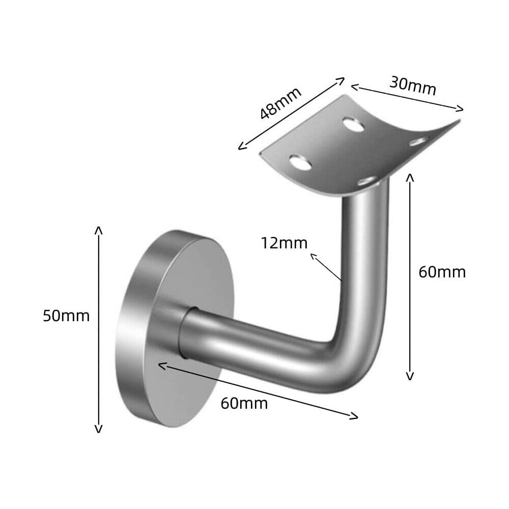 60mm CHROME HANDRAIL BRACKET SCREWS Stair Rail Bannister Holder Wall Support — image 4