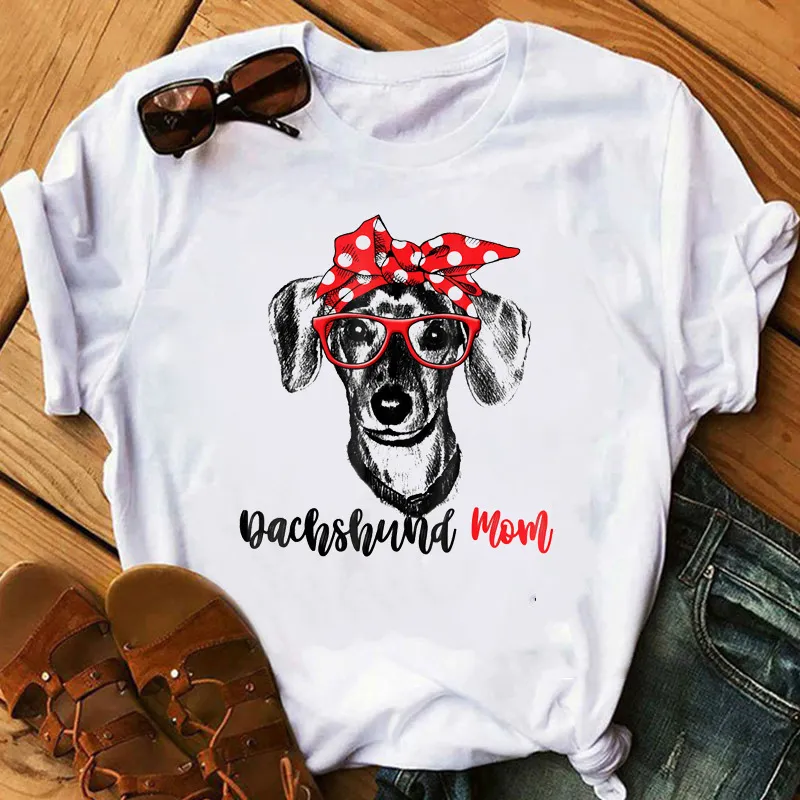 Sausage Mom Love Dog Midriff Outfit Kawaii Short Sleeve T-shirt - 052741-Xxxl