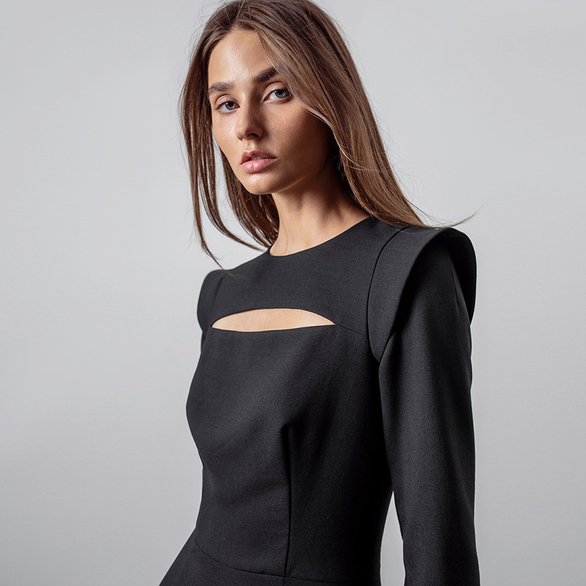 Knitted Dress High Waist Hollow Bag Hip Skirt