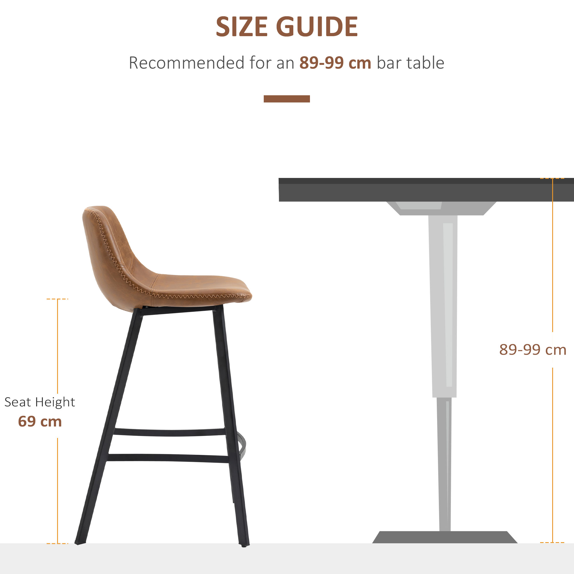 Bar Stool Two-piece Set, PU Leather Dining Chair With Backrest And Footrest — image 6