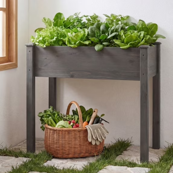 Elevated Cedar Planter Bed with Drainage – 34×18×30 Inches