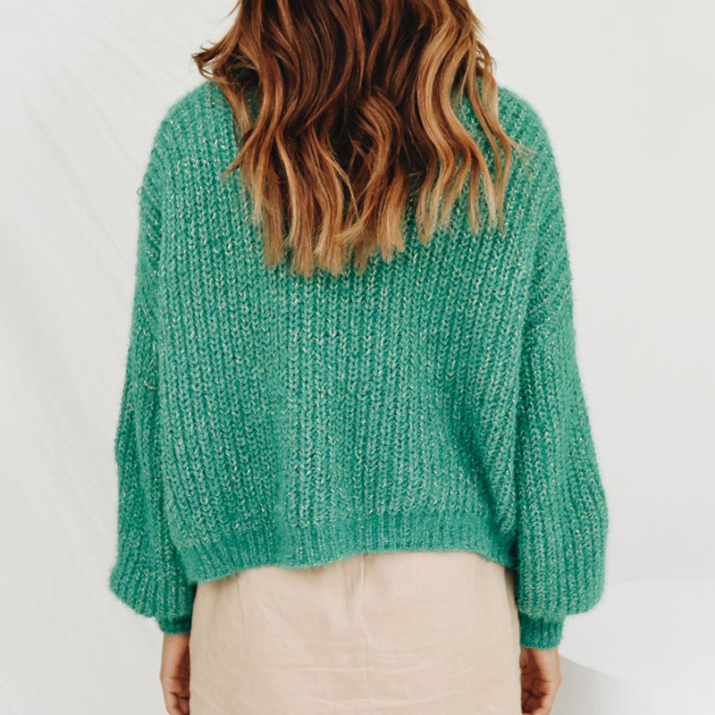 Gold And Silver Wire Net Red Knitted Sweater