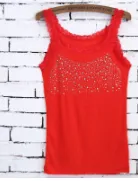 Lace Edge Starry Hot Drilling Tank Top Small Slip Top Big Red - Shop at LoveMi