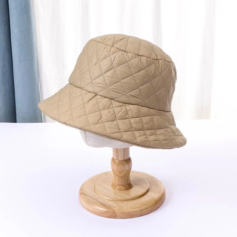 Autumn And Winter British Fashion Down Jacket Cotton Outdoor Minimalist Diamond Hat - Khaki