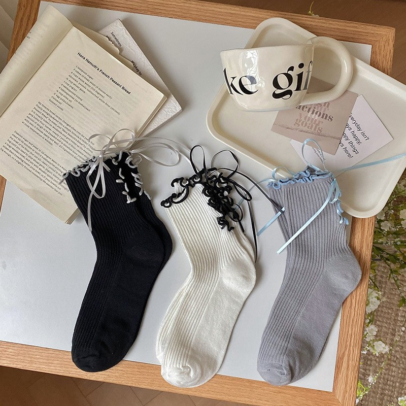 Heel Strap Bow Socks, Children's Sweet Lace Japanese Mid Tube Socks, Summer Thin Personalized Socks