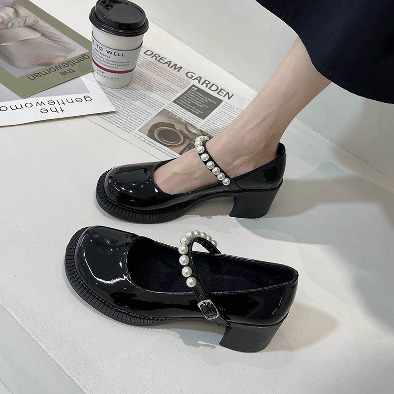 Thick Heel Vintage Mary Jane Shoes High Heel Japanese Style