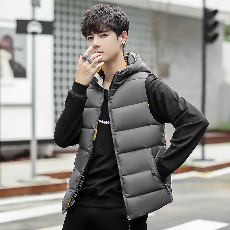 Vest Youth Popular Double-sided Wear Hooded Waistcoat