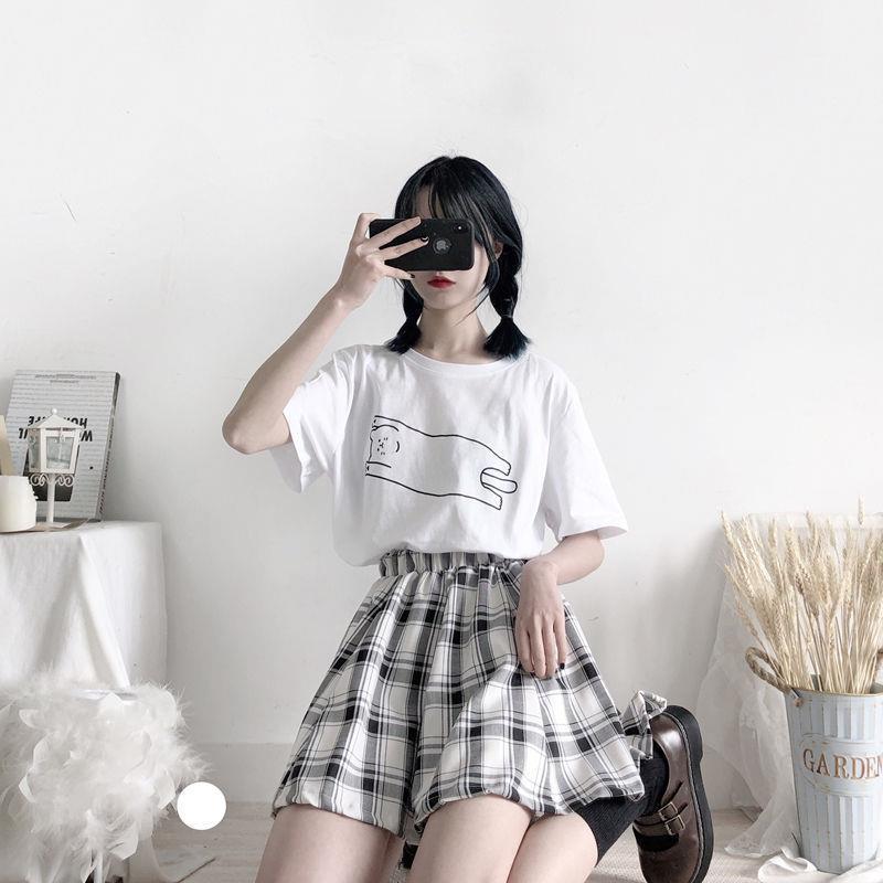 Women's Fashion Personality Loose Plaid Skirt Plaid Skirt M - Shop at LoveMi