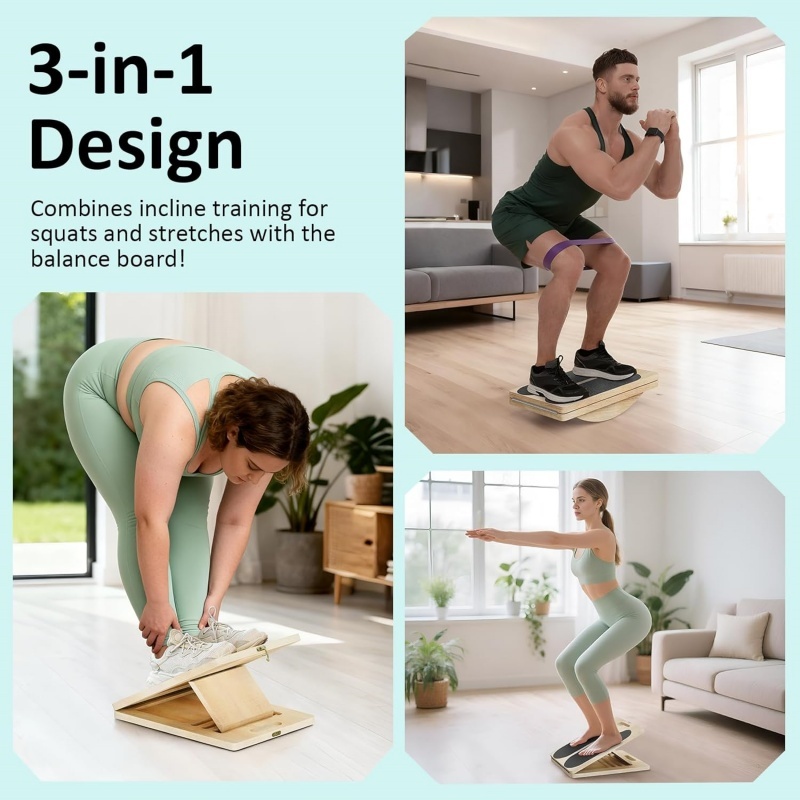 2-in-1 Adjustable Non-Slip Calf & Hamstring Stretcher For Heel Elevated Squat — image 3