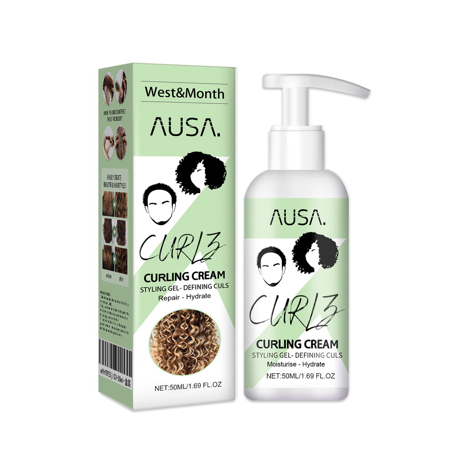 West&Month Curl Bouncer Moisturizing Curl Defining Volume Bouncing Strengthening Hair Smoothing Frizz Conditioning 1Pcs - Shop at LoveMi