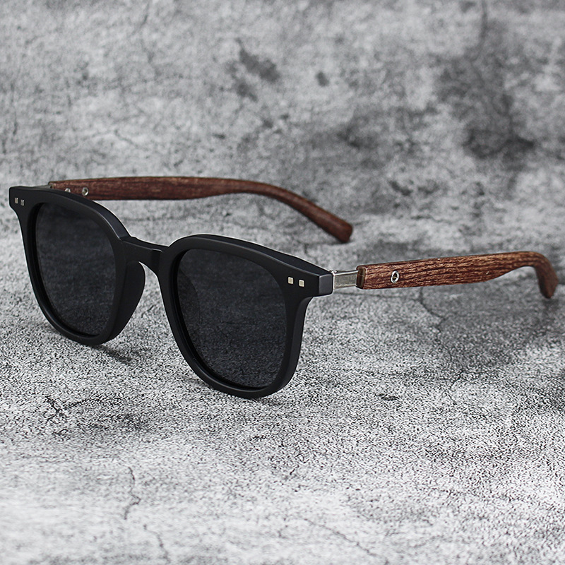 Title 3, Retro Wood Grain Polarized Myopia Sunglasses UV...