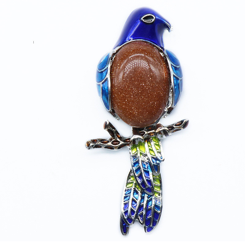 Gem Brooch Pendant, Crystal Agate, Shell, Magpie Inlaid Gemstone Alloy Pendant, Brooch, Necklace — foto 10