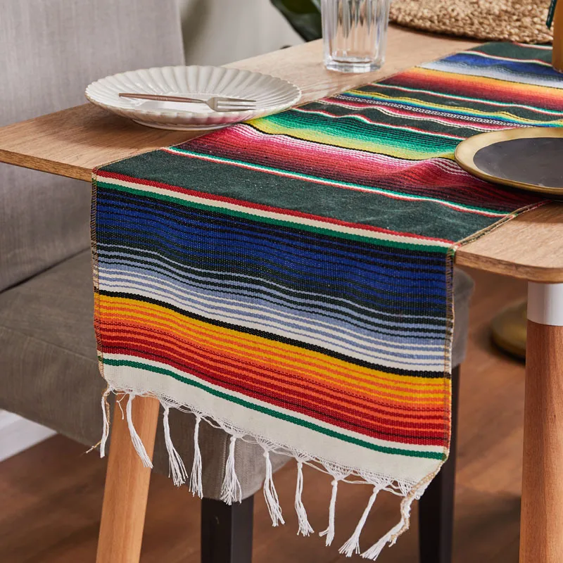 Creative Colorful Woven Picnic Blanket - Dark Green