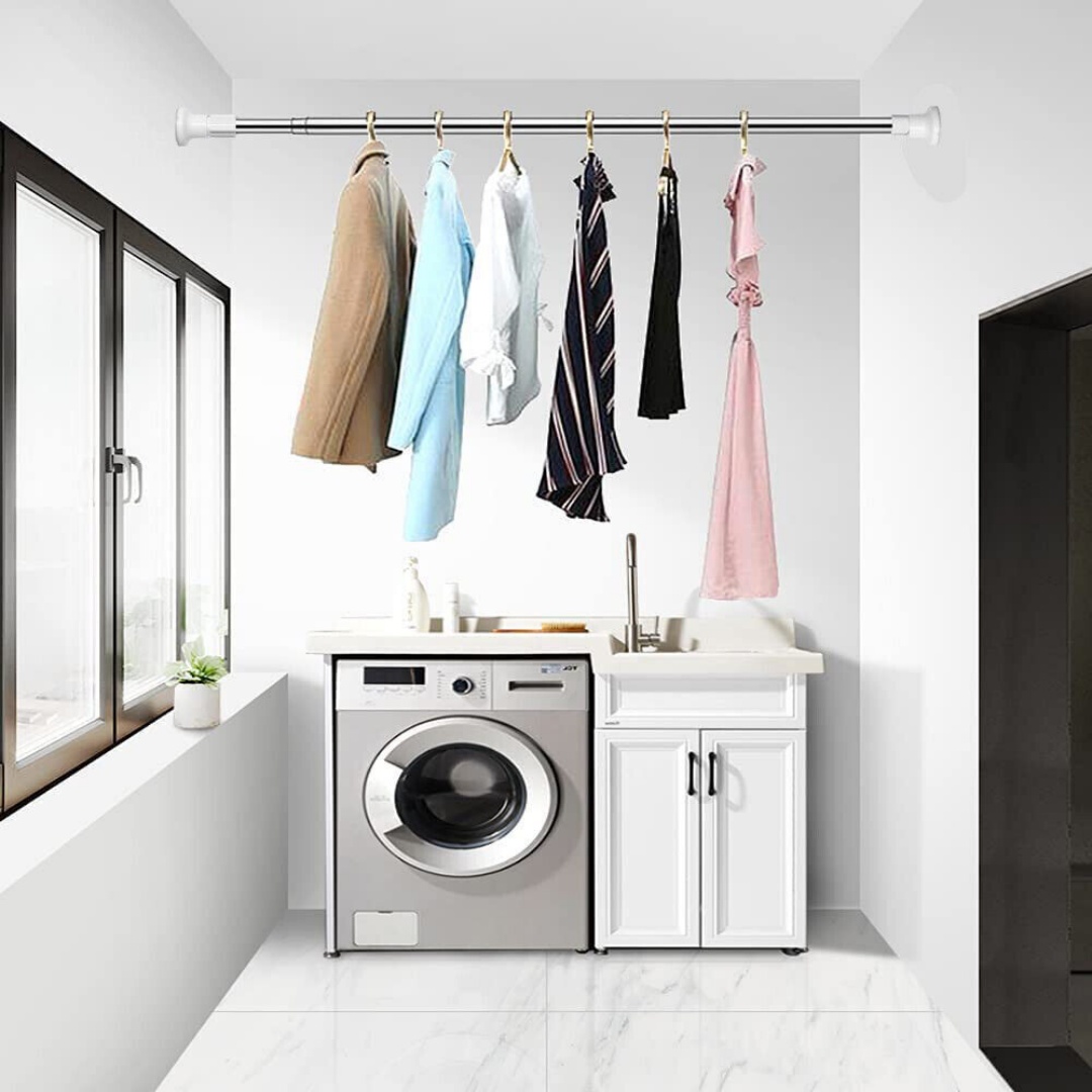 Heavy Duty Extendable Telescopic Shower Curtain Pole Rail Rod Bath Door — image 10
