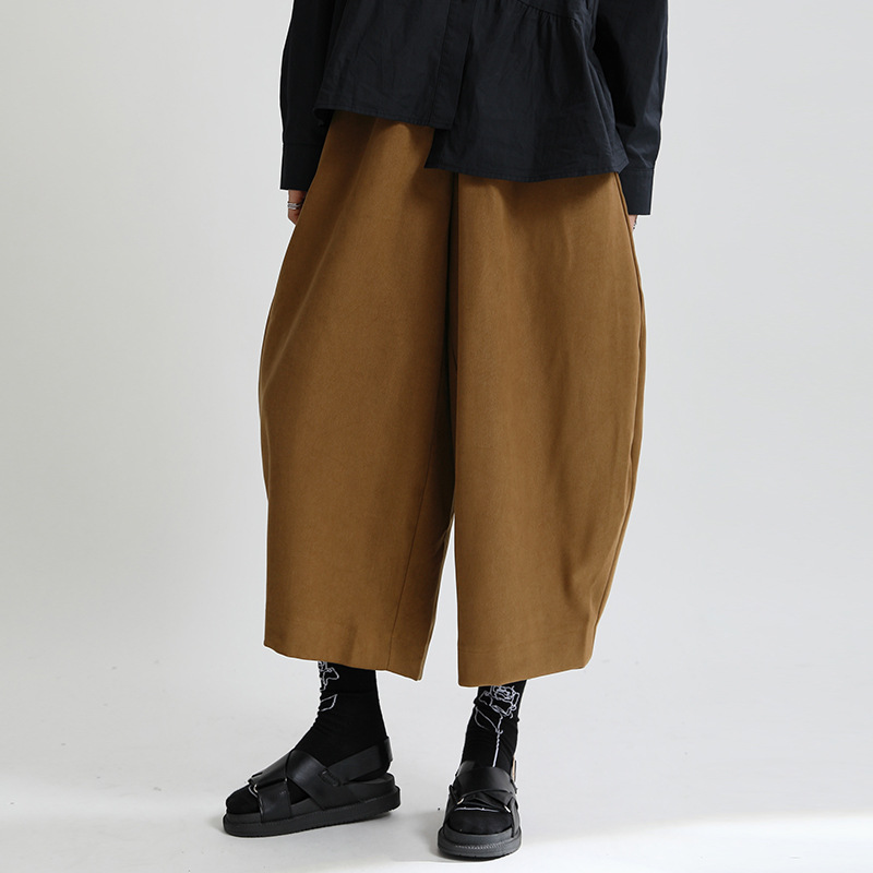 New Japanese Retro Brushed Curved Wide Leg Casual Pants