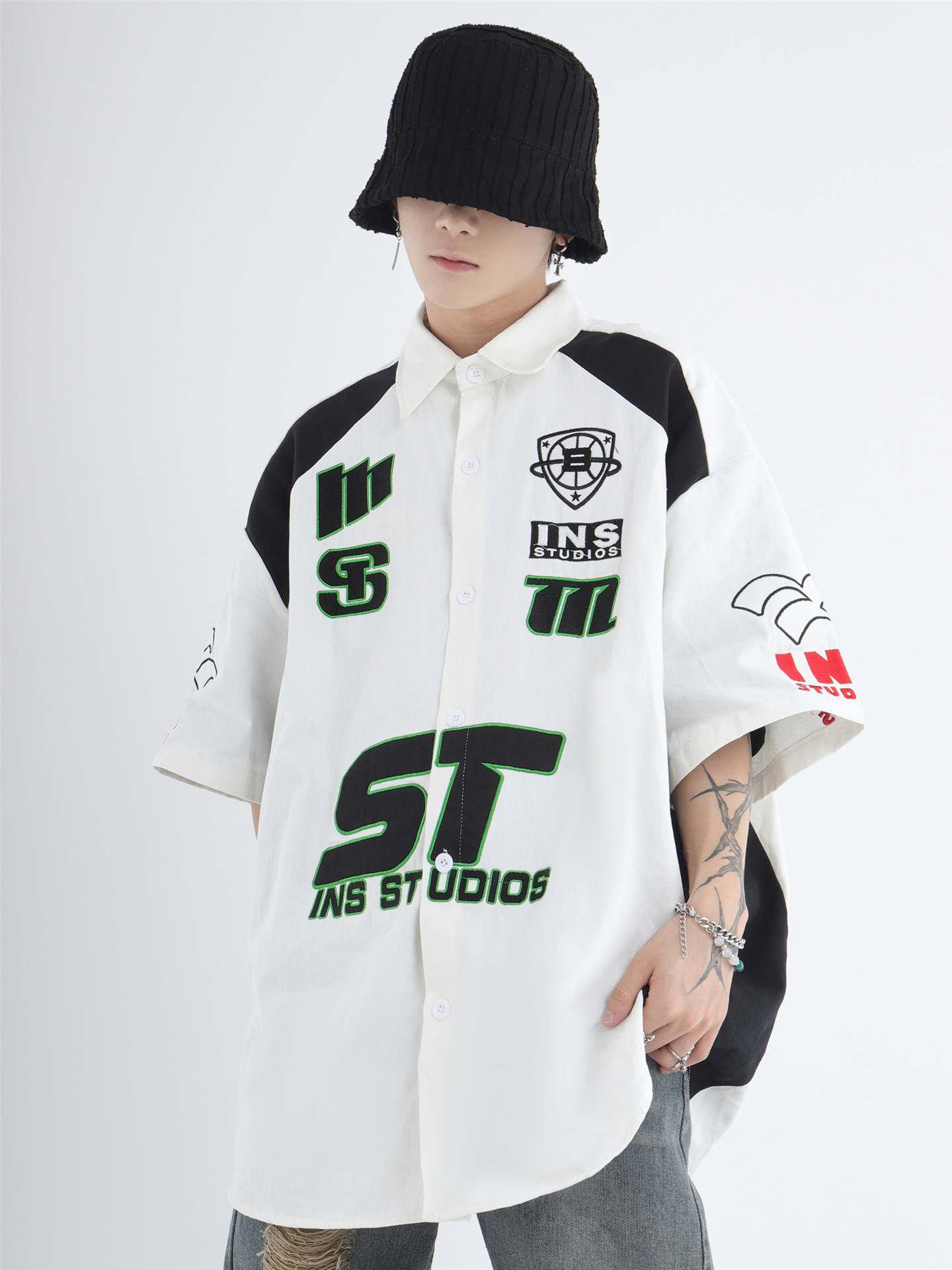 Vintage American Style Washed Short-sleeved Shirt