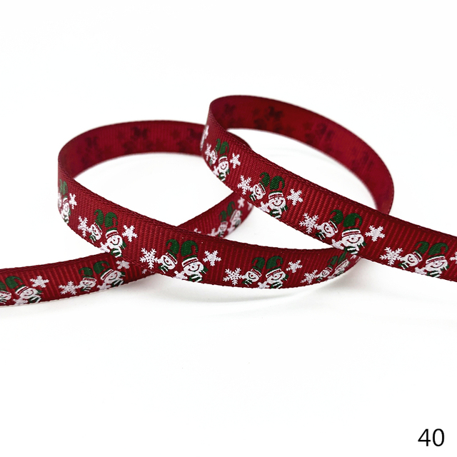 Size 5 10mm Christmas Ribbon Printed Grosgrain Ribbon
