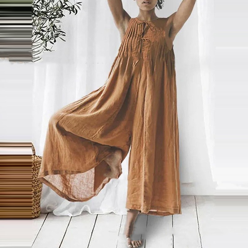 Women's Elegant Long Sleeveless Jumpsuit Yellow - Shop at LoveMi