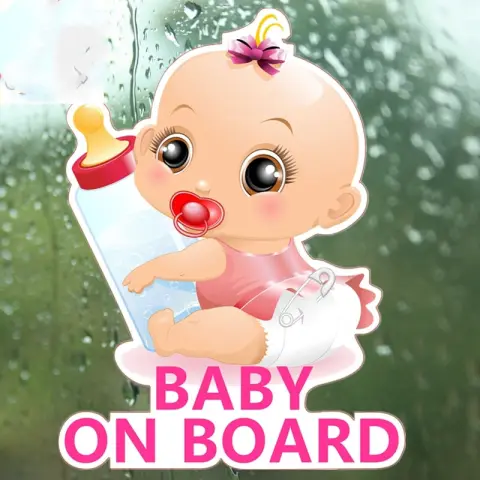 Baby on Board Princess Bottle Car Reflective Sticker