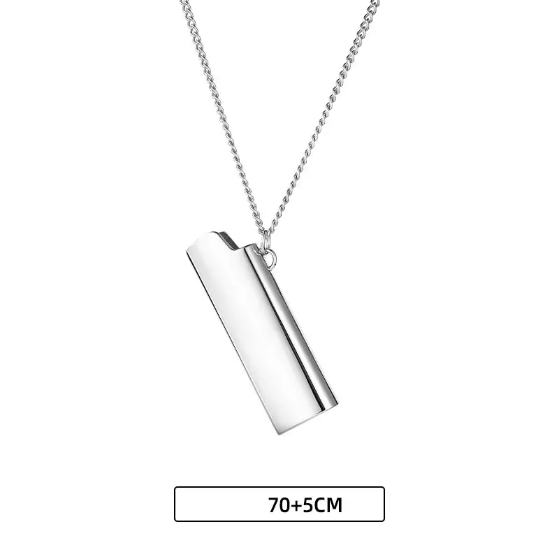 Men's And Women's Fashion Lighter Case Shape Titanium Steel Pendant Necklace