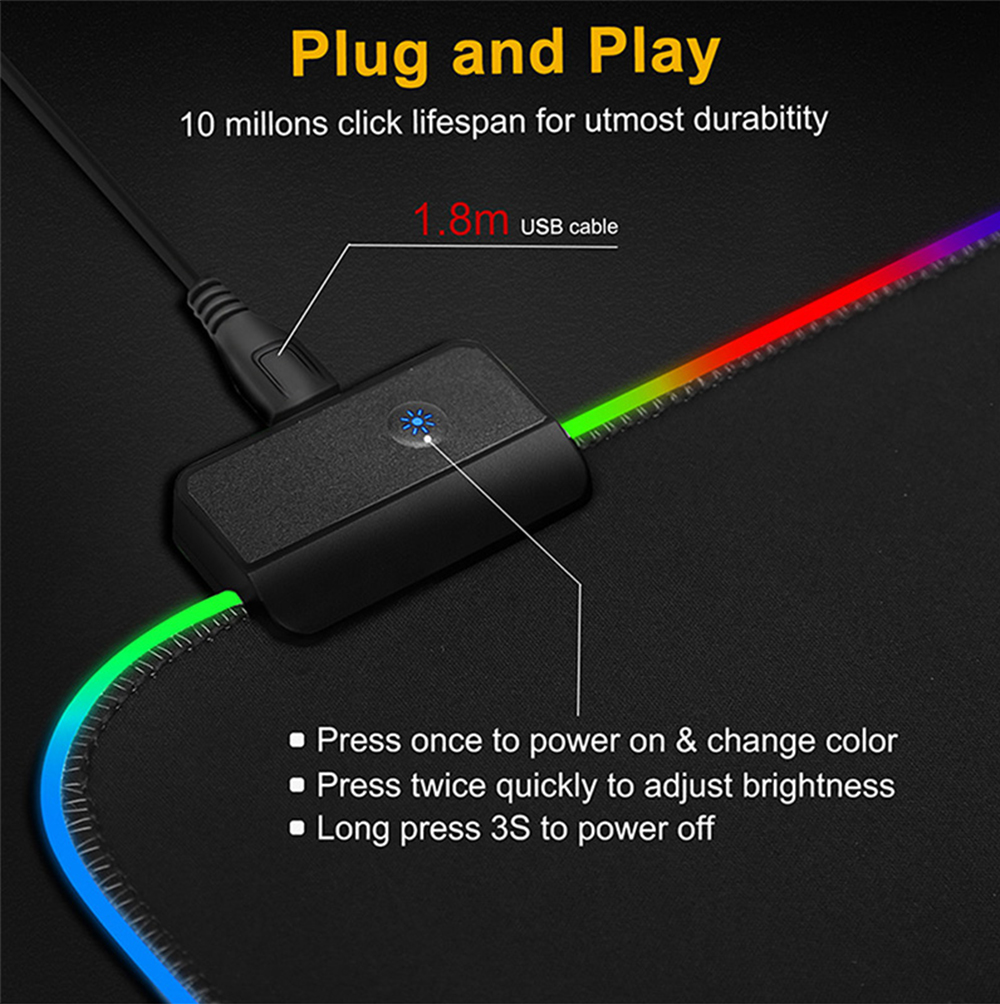 Ergonomic Luminous Mouse RGB Mouse LED Gaming Large Office Desk Pad | 3500+ Sold - View 7 of 8 | BigMoetsy