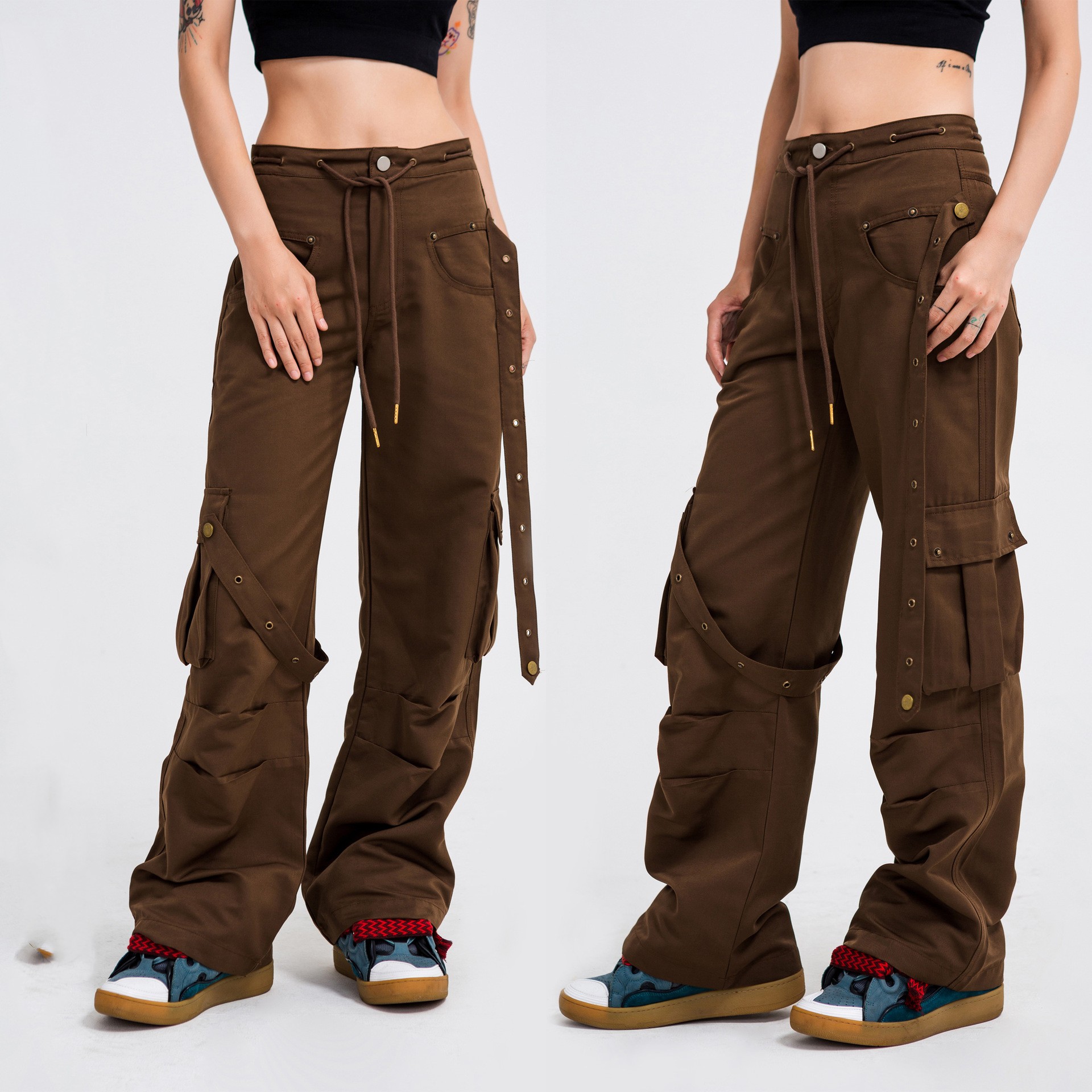New Autumn Fashion Brand Loose Casual Overalls Straight Women Brown - Shop at LoveMi
