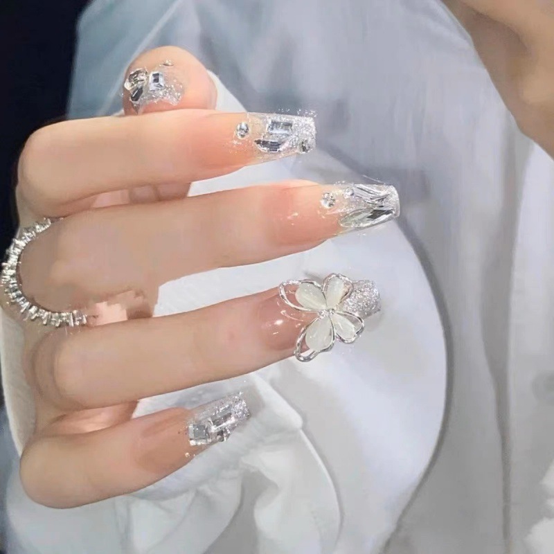 Handmade Wear Diamond In The Debris Butterfly Glitter Nail Tips