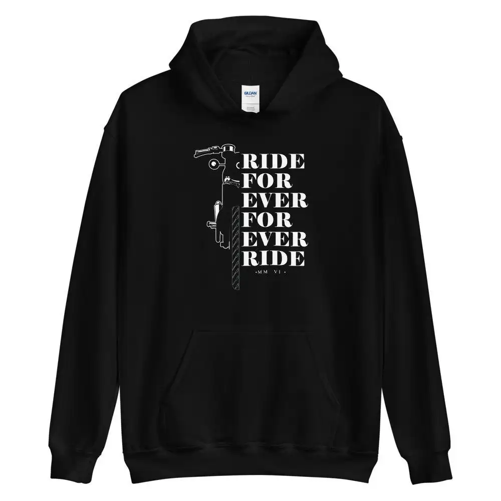 Motorcycle Hoodie Ride For Ever Black