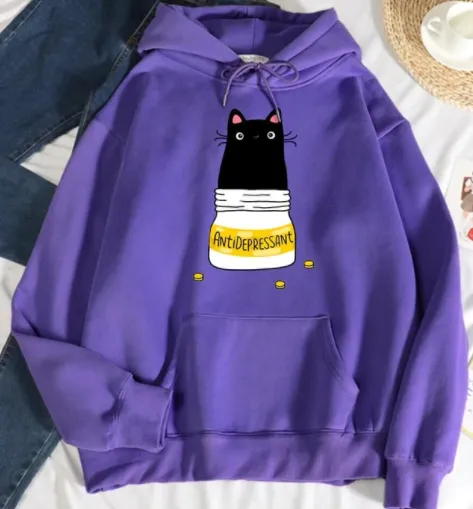 Autumn And Winter Couple Top And Hooded Sweater Purple - Shop at LoveMi