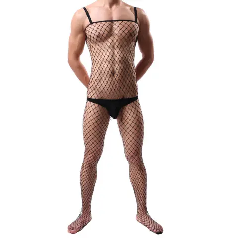 Men's One Piece Sling Front and Back Hollow Stockings