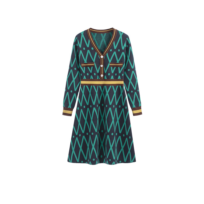 Knitted Geometric Day Dress