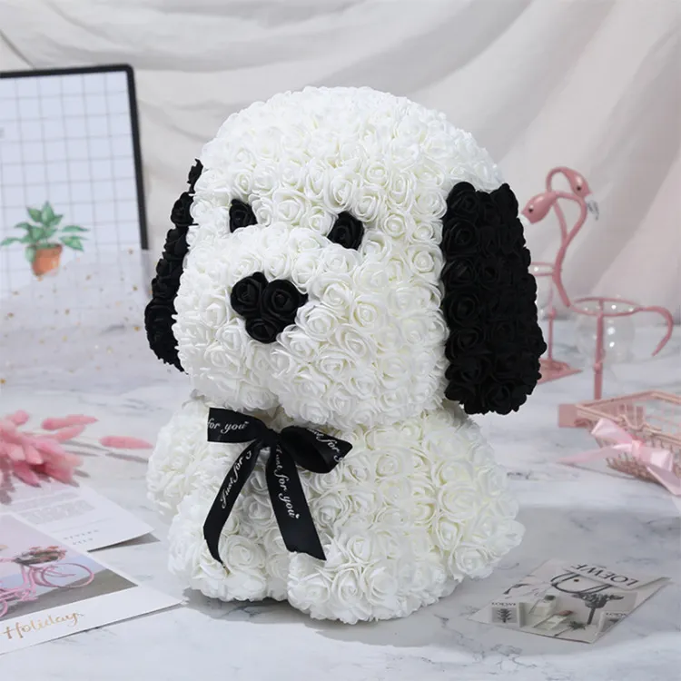 Valentine's Day Rose Pug Soap Flower Creative Gift Rose Bear Dog – image 3