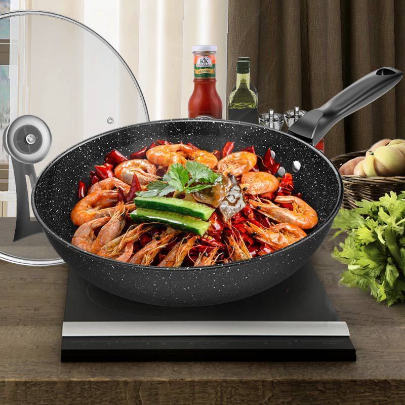 30CM Non-Stick Frying Pan Skillet Saute Tempered Glass Lid Granite Coating — image 5