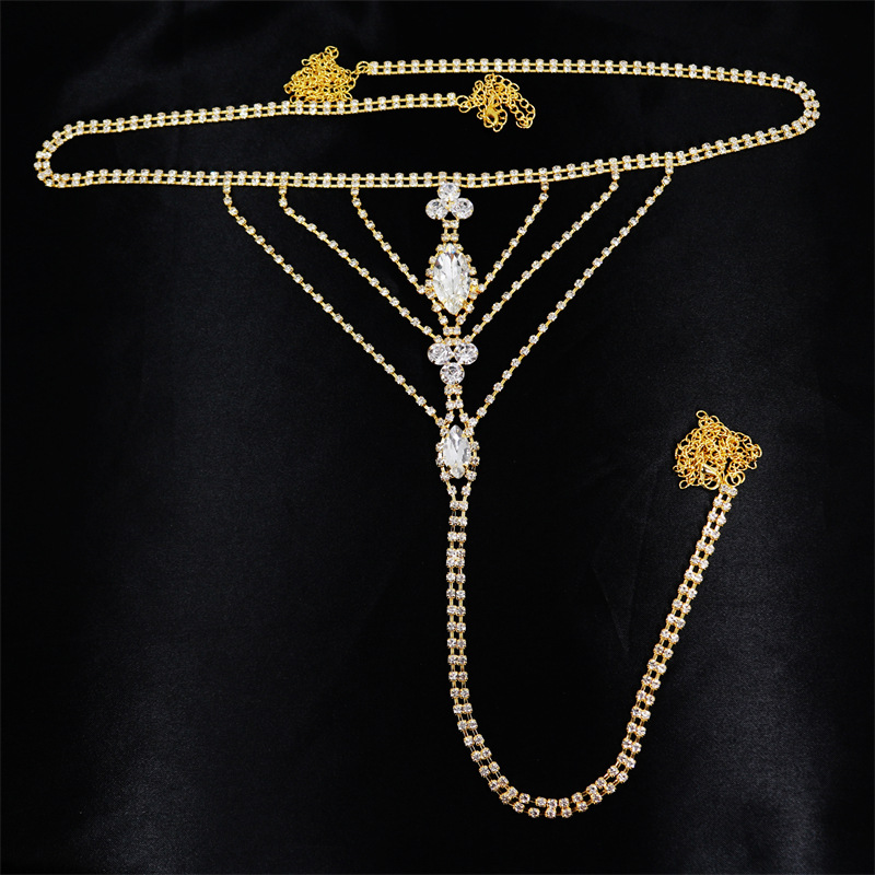 Title 6, White Rhinestone Body Chain European And Americ...