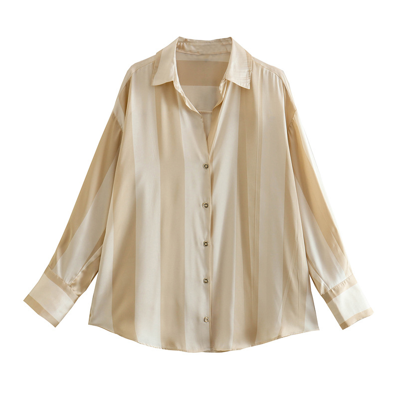 Title 8, Printed Striped Satin Draped Shirt