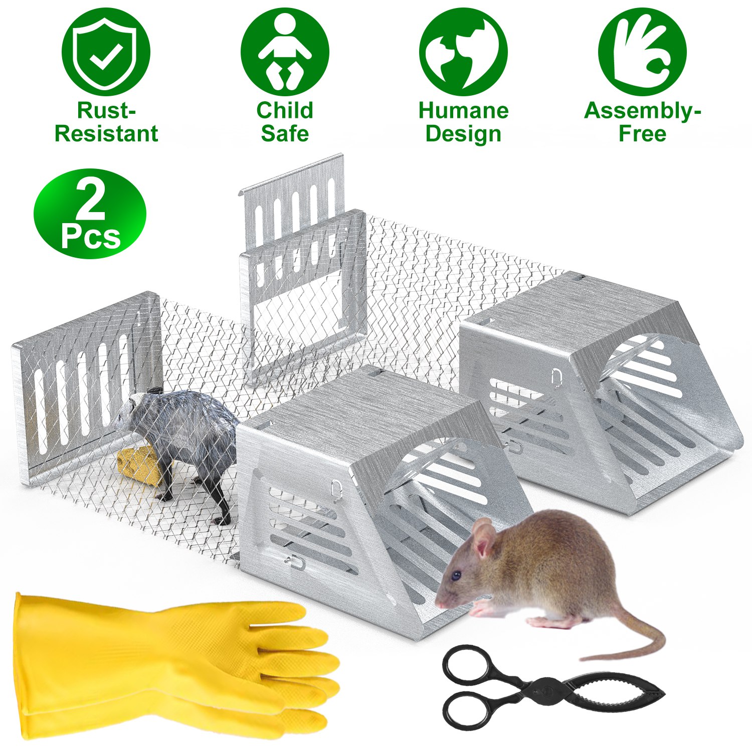 Humane Mouse Trap Cage No Assembly Need Automatic Continuous Rat Trap With Single Way Door Reusable Catch And Release Live Cage Trap For Rodents Mo... 2Pcs Per Set - Shop at LoveMi