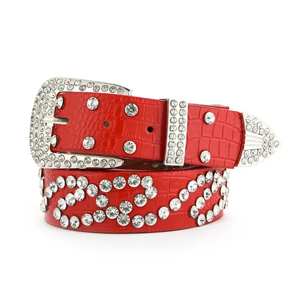 Fashionable And Versatile White Decorative Ladies Korean Jeans Wide Belt Wave Models Red - Shop at LoveMi