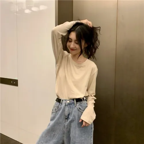 Bottoming Shirt Long Sleeve T shirt Women''s Wear Clothes Early Apricot - Shop at LoveMi
