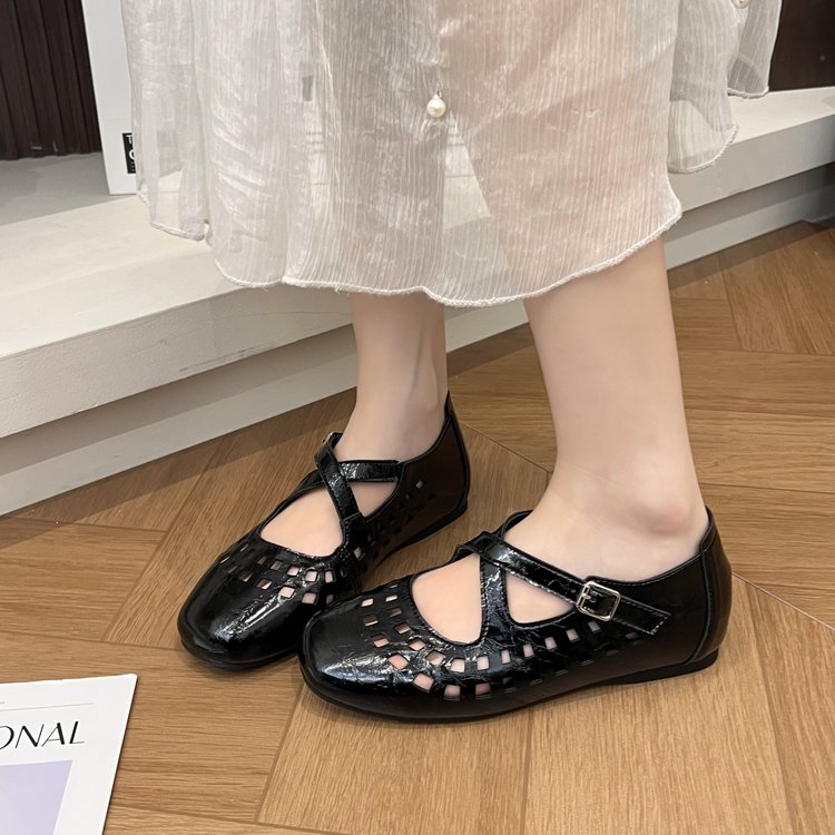Literary Hollow Out Women Flats, New Summer Commfortable Slip-on Mary Jane Sandal Flats For Daily Commute