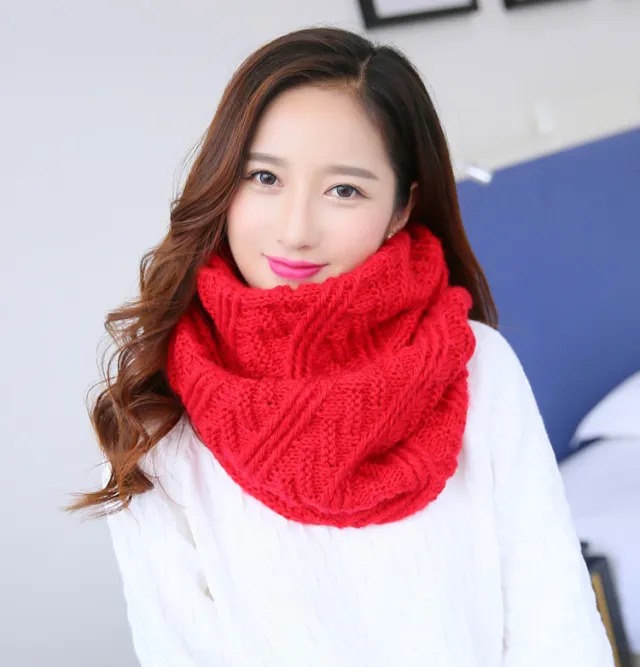Women's Warm Cashmere like Solid Color Snood Red - Shop at LoveMi