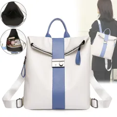 Large Capacity PU Soft Leather Patchwork Color Travelling Bag - White - View 1
