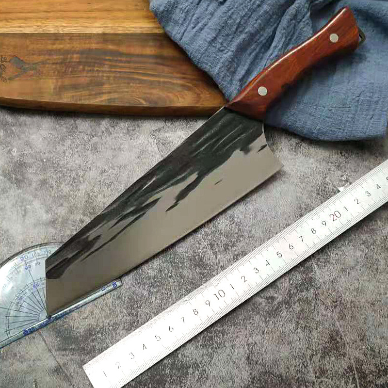 Title 4, Forged hammered stainless steel kitchen knife. ...